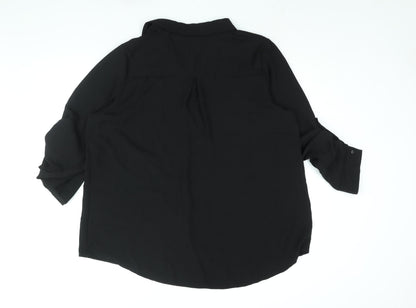 Cruz Womens Black Polyester Basic Blouse Size 22 Collared
