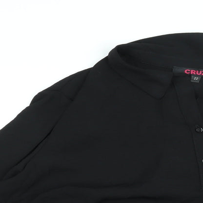 Cruz Womens Black Polyester Basic Blouse Size 22 Collared