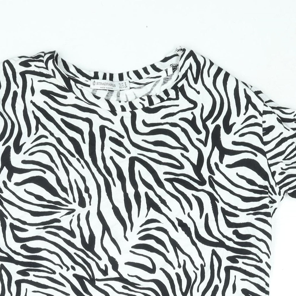 Womens UK Size S Stradivarius White Basic T-Shirt