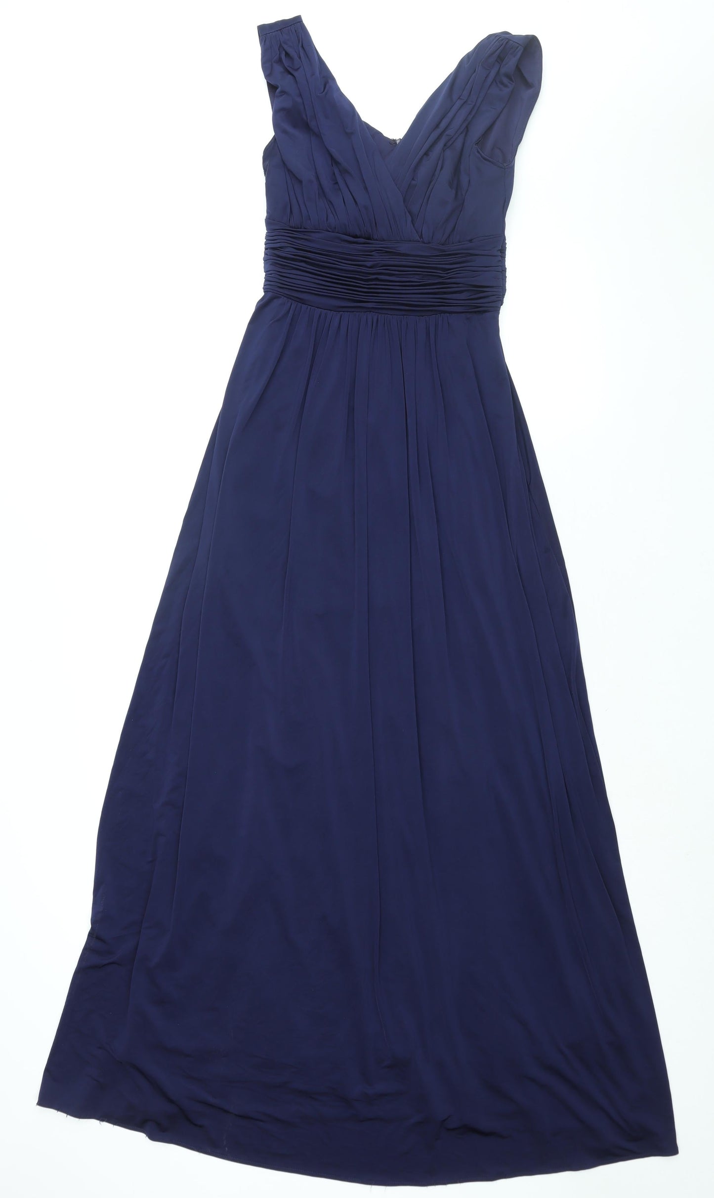 John Lewis Womens Blue Polyester Maxi Size 8 V-Neck Zip