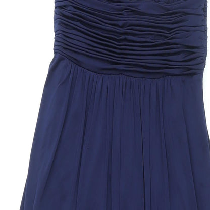 John Lewis Womens Blue Polyester Maxi Size 8 V-Neck Zip