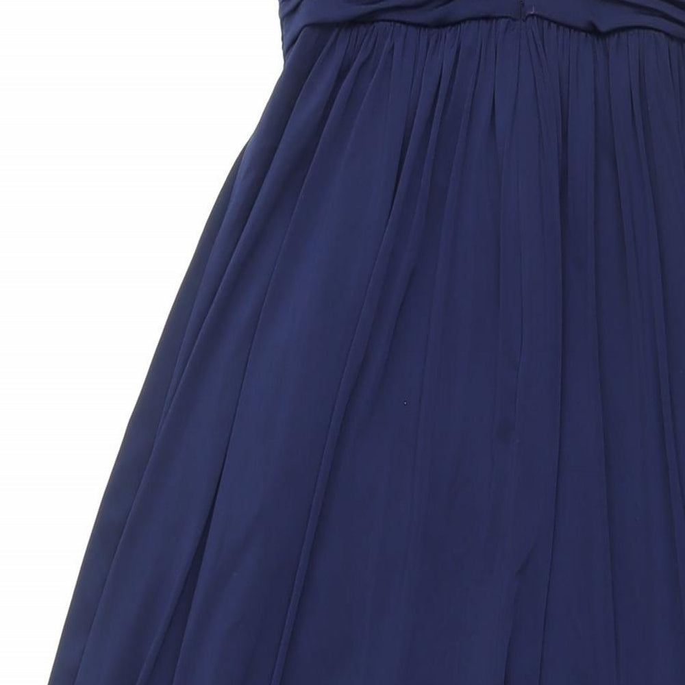 John Lewis Womens Blue Polyester Maxi Size 8 V-Neck Zip