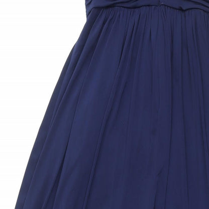 John Lewis Womens Blue Polyester Maxi Size 8 V-Neck Zip