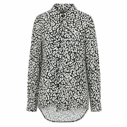 Marks & Spencer Womens Black Animal Print Viscose Basic Button-Up Size 8 Collared - Leopard Print