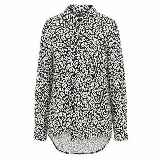 Marks & Spencer Womens Black Animal Print Viscose Basic Button-Up Size 8 Collared - Leopard Print