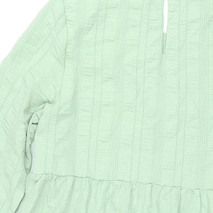 QED London Womens Green Polyester Shift Size M Round Neck Button - Smocked