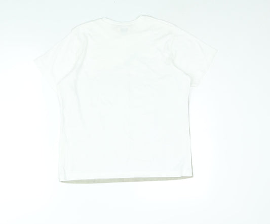 Bonmarché Womens White Colourblock Polyester Basic T-Shirt Size S Round Neck - Floral Print