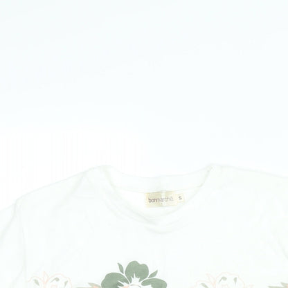 Bonmarché Womens White Colourblock Polyester Basic T-Shirt Size S Round Neck - Floral Print