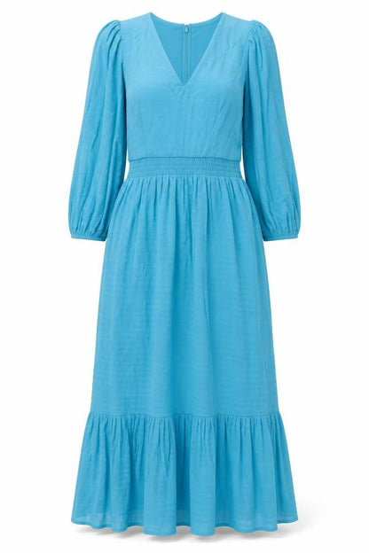 French Connection Womens Blue Polyester Maxi Size M V-Neck Zip
