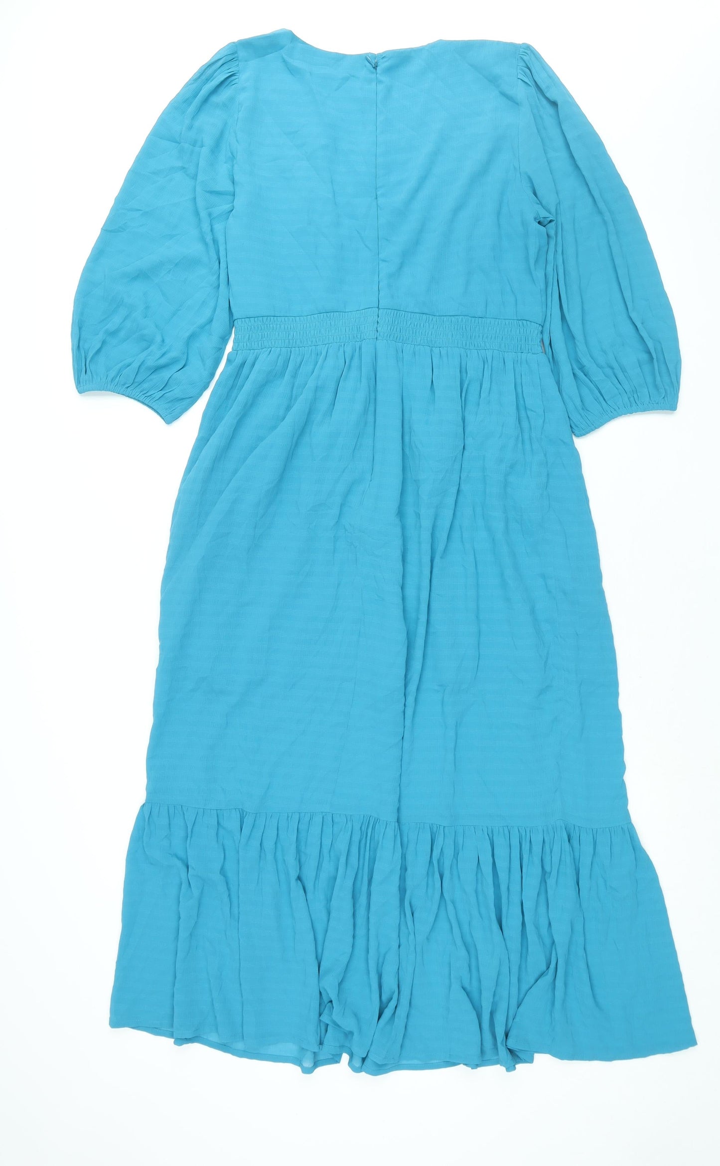 French Connection Womens Blue Polyester Maxi Size M V-Neck Zip