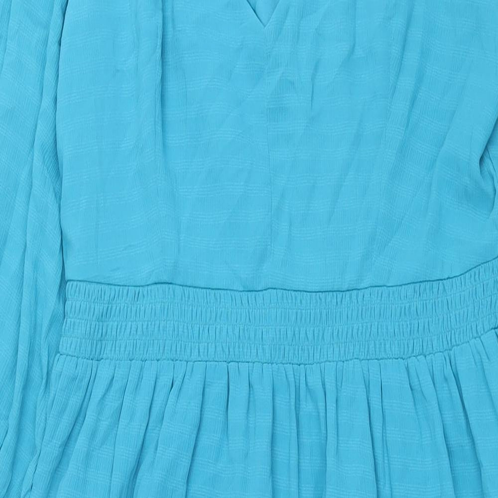 French Connection Womens Blue Polyester Maxi Size M V-Neck Zip