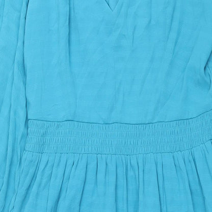 French Connection Womens Blue Polyester Maxi Size M V-Neck Zip