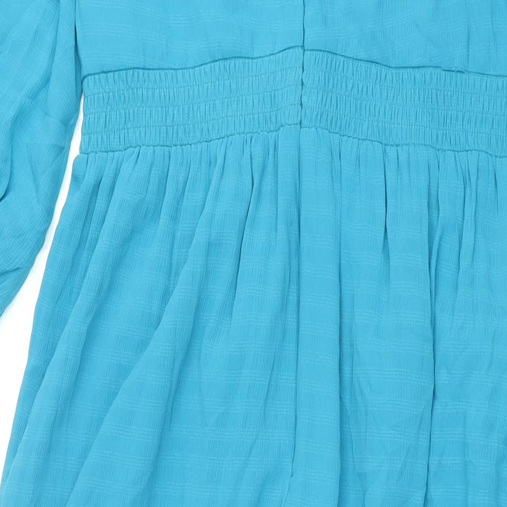 French Connection Womens Blue Polyester Maxi Size M V-Neck Zip