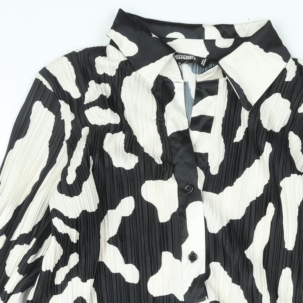 Womens UK Size 8 Missguided Black Basic Button-Up