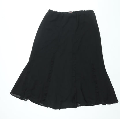 Damart Womens Black Polyester A-Line Skirt Size 12 - Frill