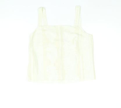 Roman Womens Ivory Geometric Polyester Camisole Blouse Size 14 Square Neck