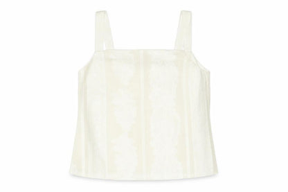 Roman Womens Ivory Geometric Polyester Camisole Blouse Size 14 Square Neck