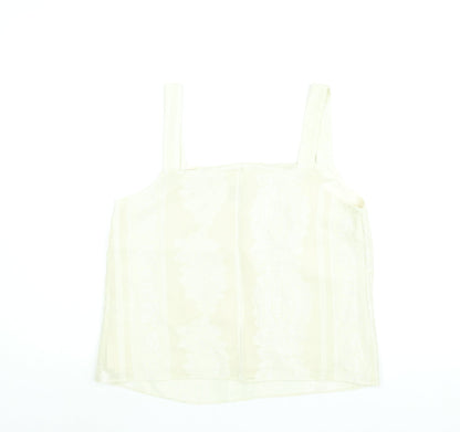 Roman Womens Ivory Geometric Polyester Camisole Blouse Size 14 Square Neck