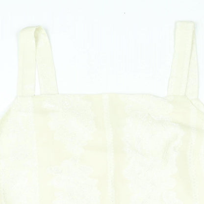 Roman Womens Ivory Geometric Polyester Camisole Blouse Size 14 Square Neck