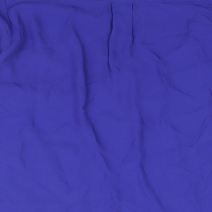 M&Co Womens Blue Polyester Basic Blouse Size 14 V-Neck