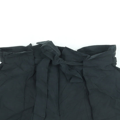 Monki Womens Black Polyester Paperbag Shorts Size 10 L3 in Regular Zip - Belted