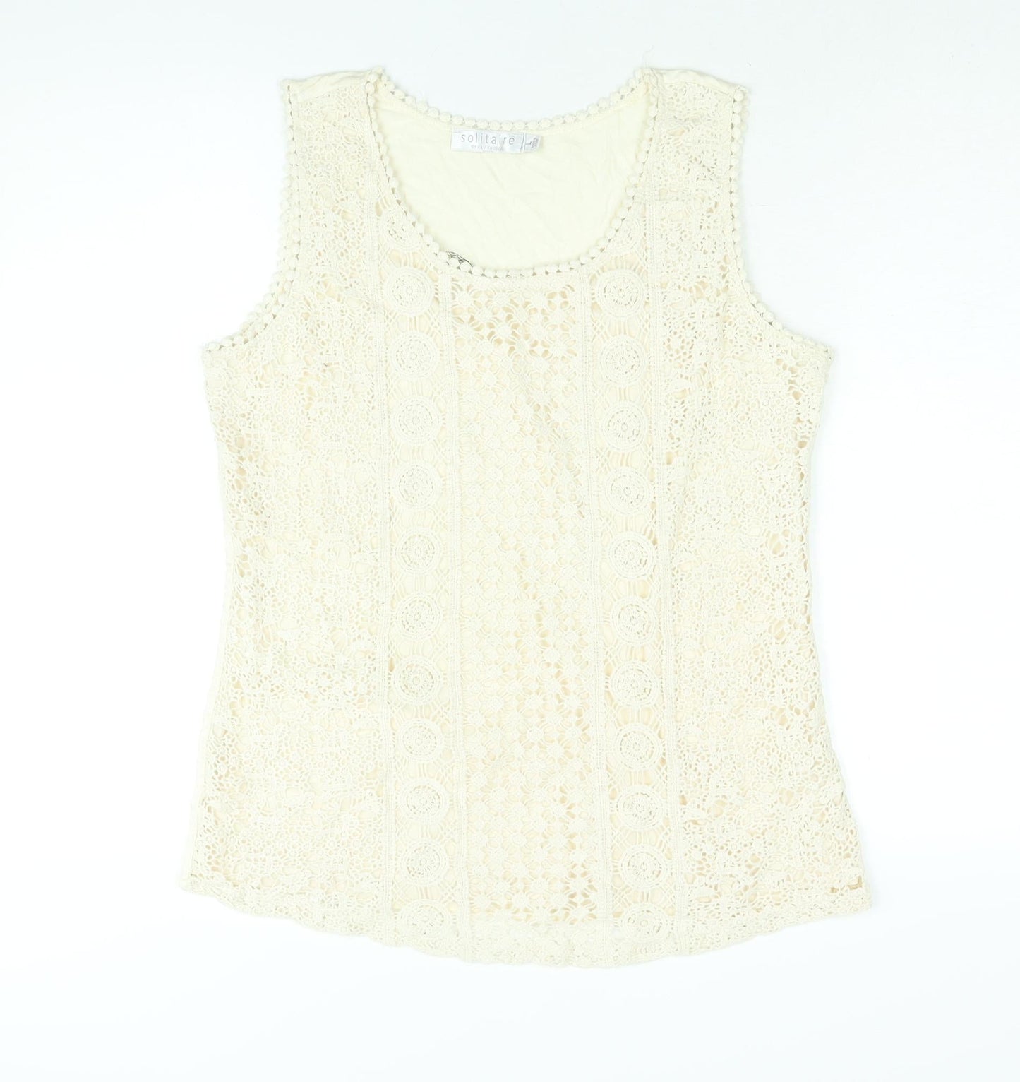 Womens UK Size L Solitaire Beige Camisole Blouse