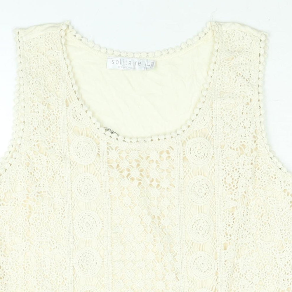 Womens UK Size L Solitaire Beige Camisole Blouse