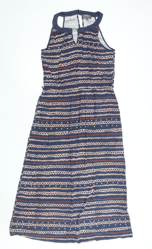 Apricot Womens Blue Geometric Viscose Maxi Size 16 Round Neck Button