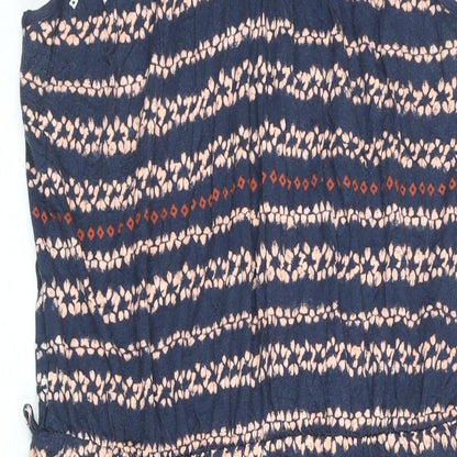 Apricot Womens Blue Geometric Viscose Maxi Size 16 Round Neck Button