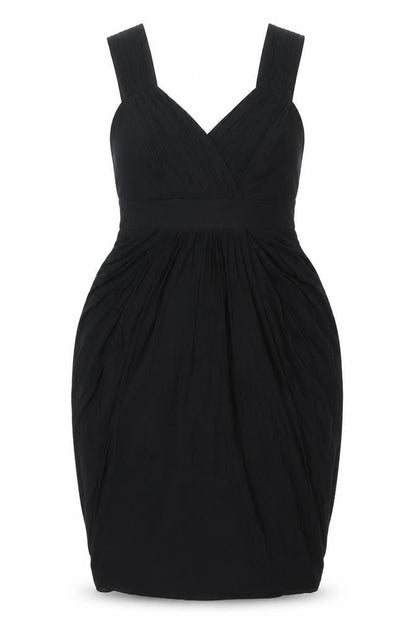 Coast Womens Black Acetate Shift Size 12 V-Neck Zip - Rouched