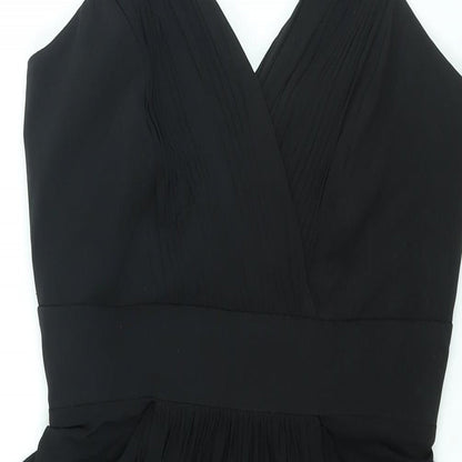 Coast Womens Black Acetate Shift Size 12 V-Neck Zip - Rouched