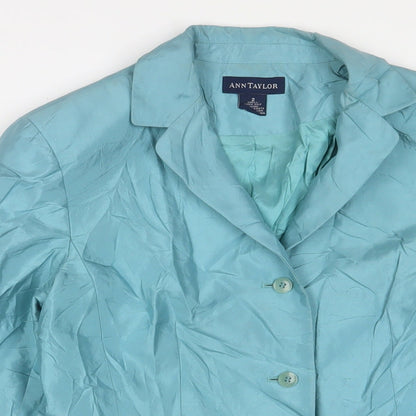 Ann Taylor Womens Blue Jacket Blazer Size S Button