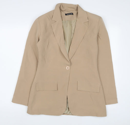 Boohoo Womens Beige Jacket Blazer Size 10 Button