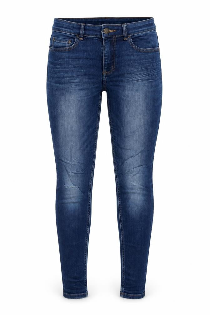 Marks & Spencer Womens Blue Cotton Skinny Jeans Size 8 L28 in Regular Zip
