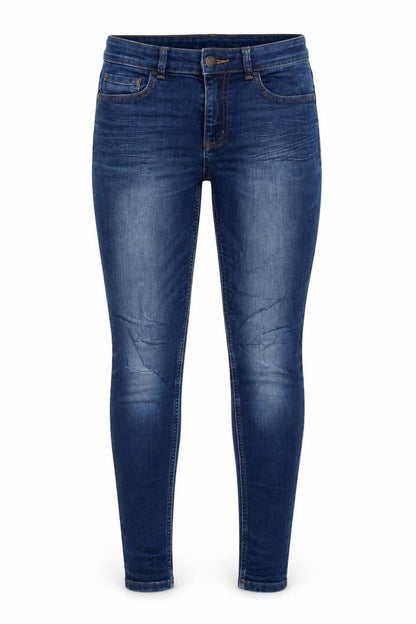 Marks & Spencer Womens Blue Cotton Skinny Jeans Size 8 L28 in Regular Zip