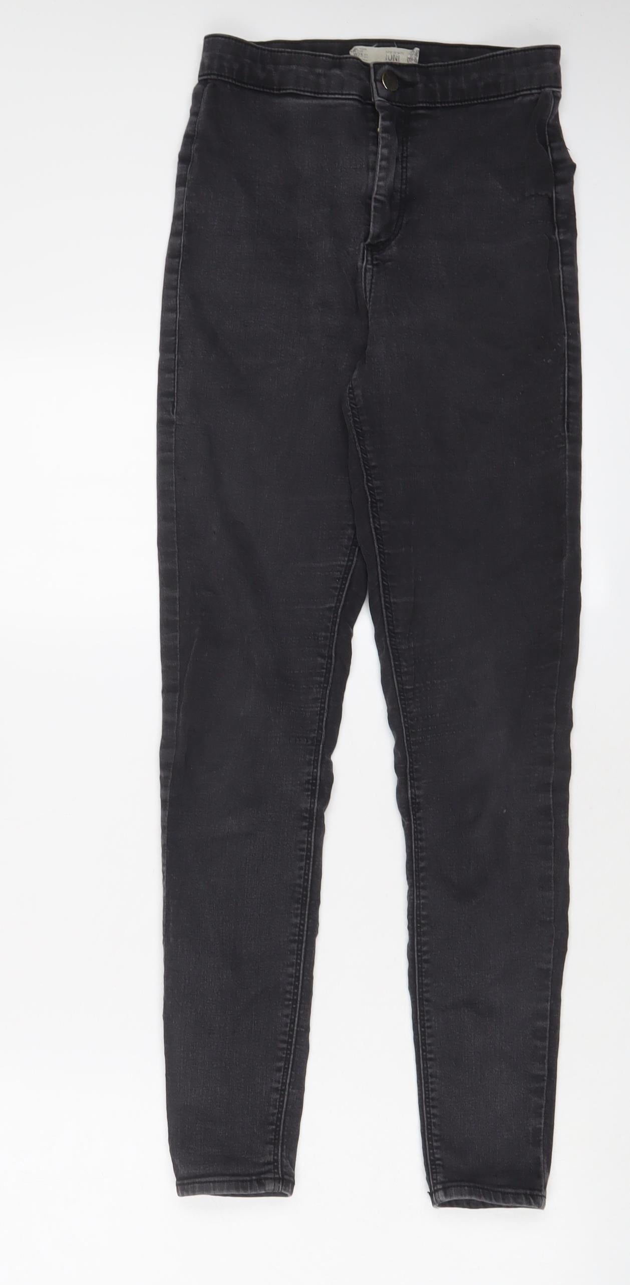 Topshop Womens Grey Cotton Skinny Jeans Size 28 in L32 in Regular Zip