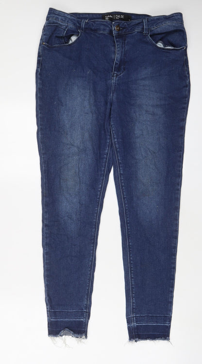 Simply Be Womens Blue Cotton Skinny Jeans Size 16 L29 in Regular Zip