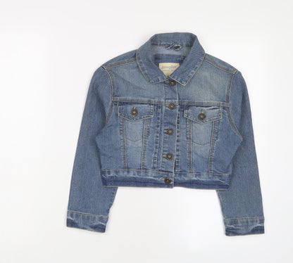 Additional front view of Jennyfer girls’ blue jacket, size 5, years button