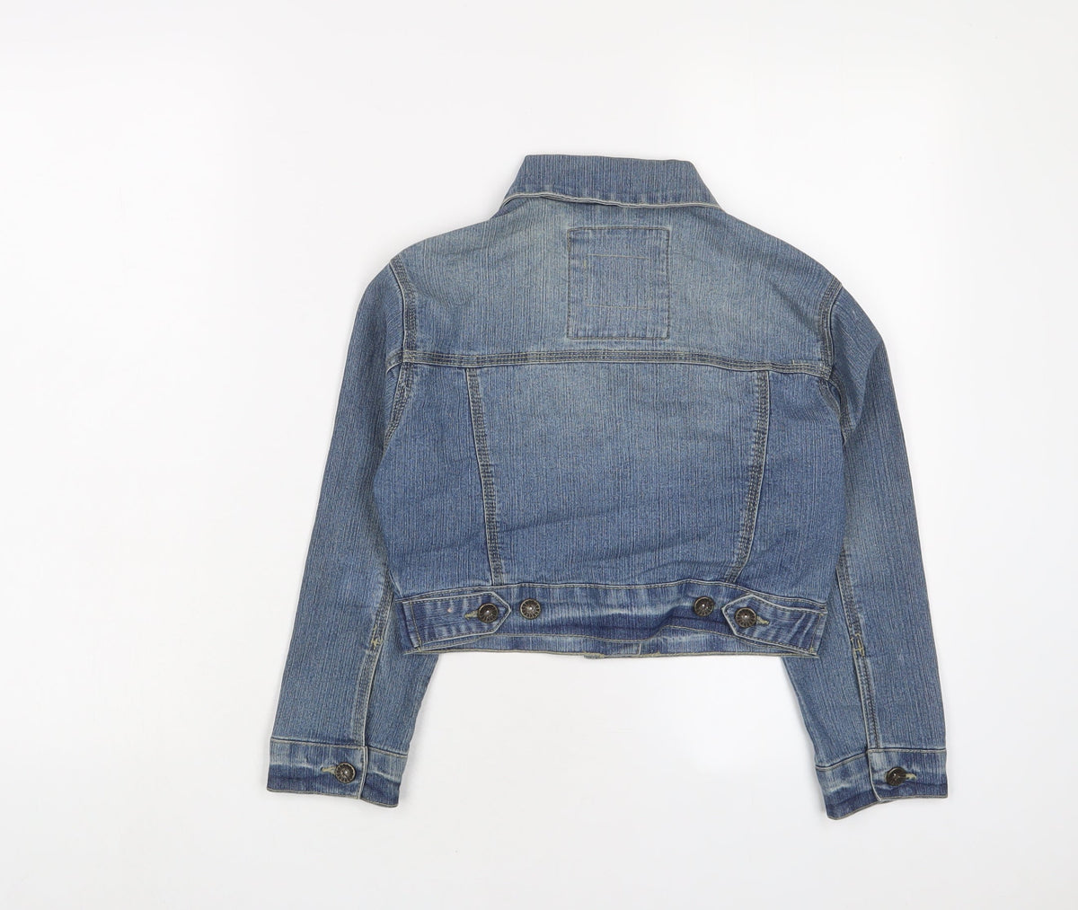 Back view of Jennyfer girls’ blue jacket, size 5, years button