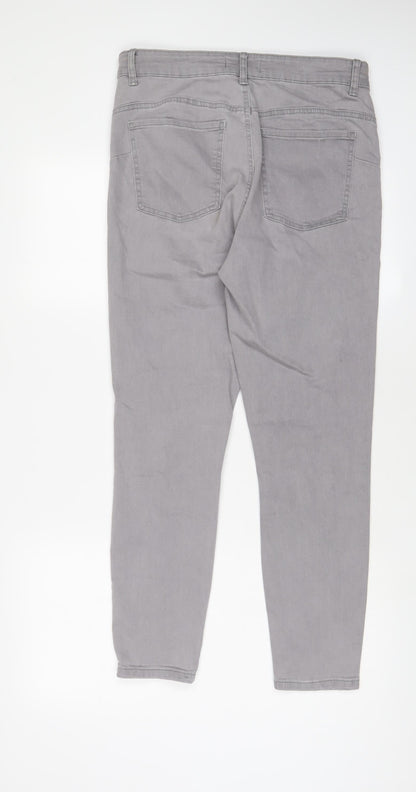 Denim & Co. Womens Grey Cotton Skinny Jeans Size 14 L28 in Regular Zip