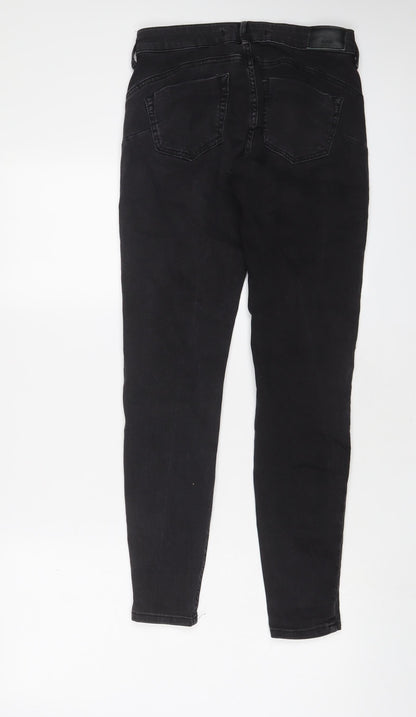 Bershka Womens Black Cotton Skinny Jeans Size 8 L28 in Regular Zip