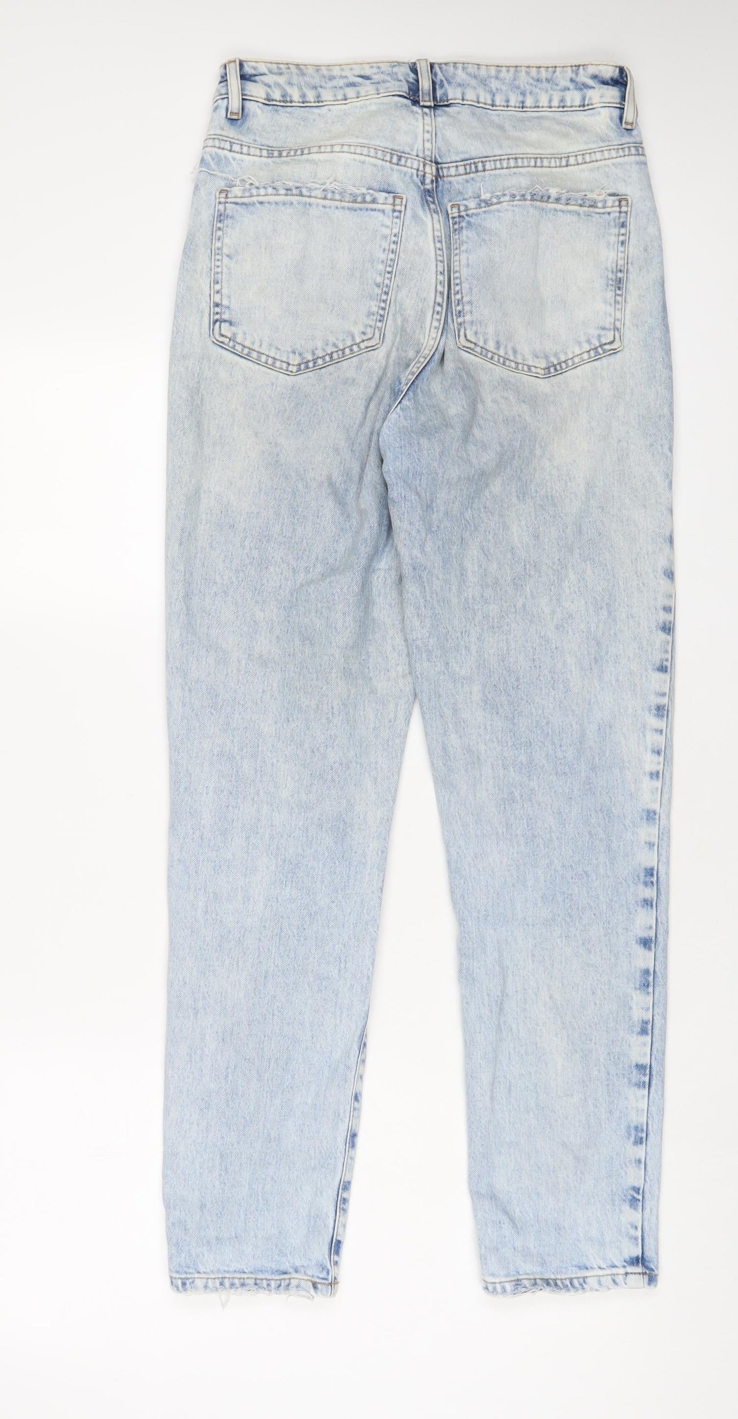 New Look Womens Blue Cotton Mom Jeans Size 8 L29 in Regular Zip