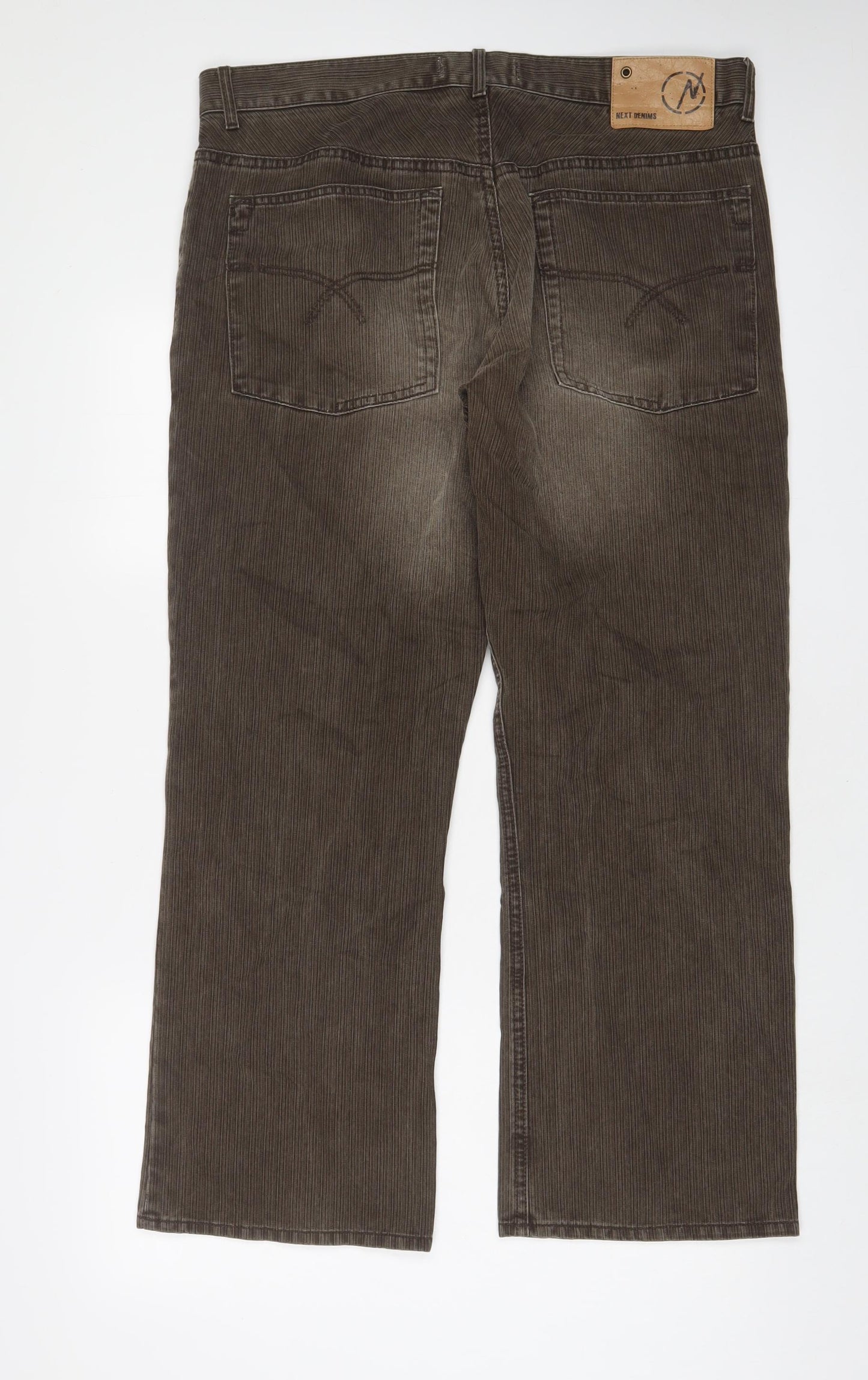 NEXT Mens Brown Cotton Trousers Size 26 in L30 in Regular Zip - Short Leg