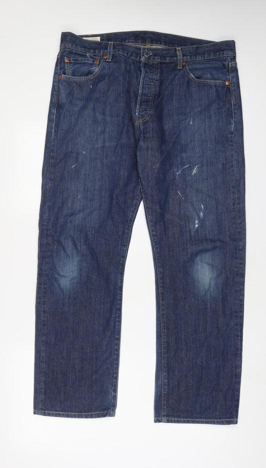 Levi's Mens Blue Cotton Straight Jeans Size 36 in L32 in Regular Zip