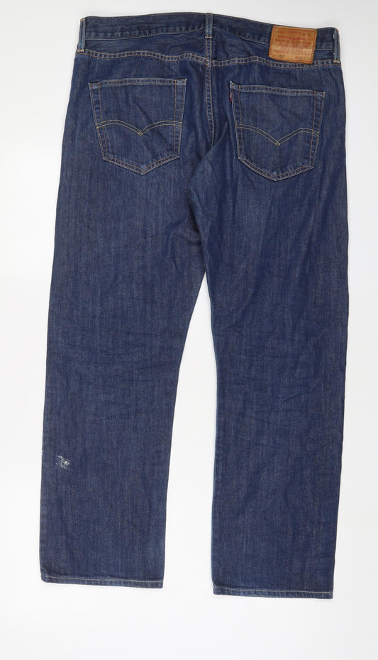 Levi's Mens Blue Cotton Straight Jeans Size 36 in L32 in Regular Zip