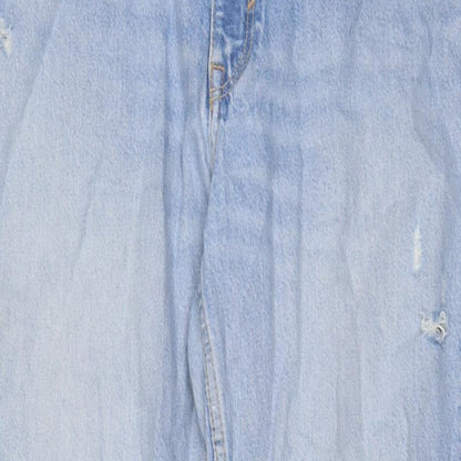 Zara Womens Blue Cotton Straight Jeans Size 14 L30 in Regular Zip