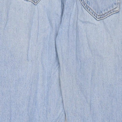 Zara Womens Blue Cotton Straight Jeans Size 14 L30 in Regular Zip