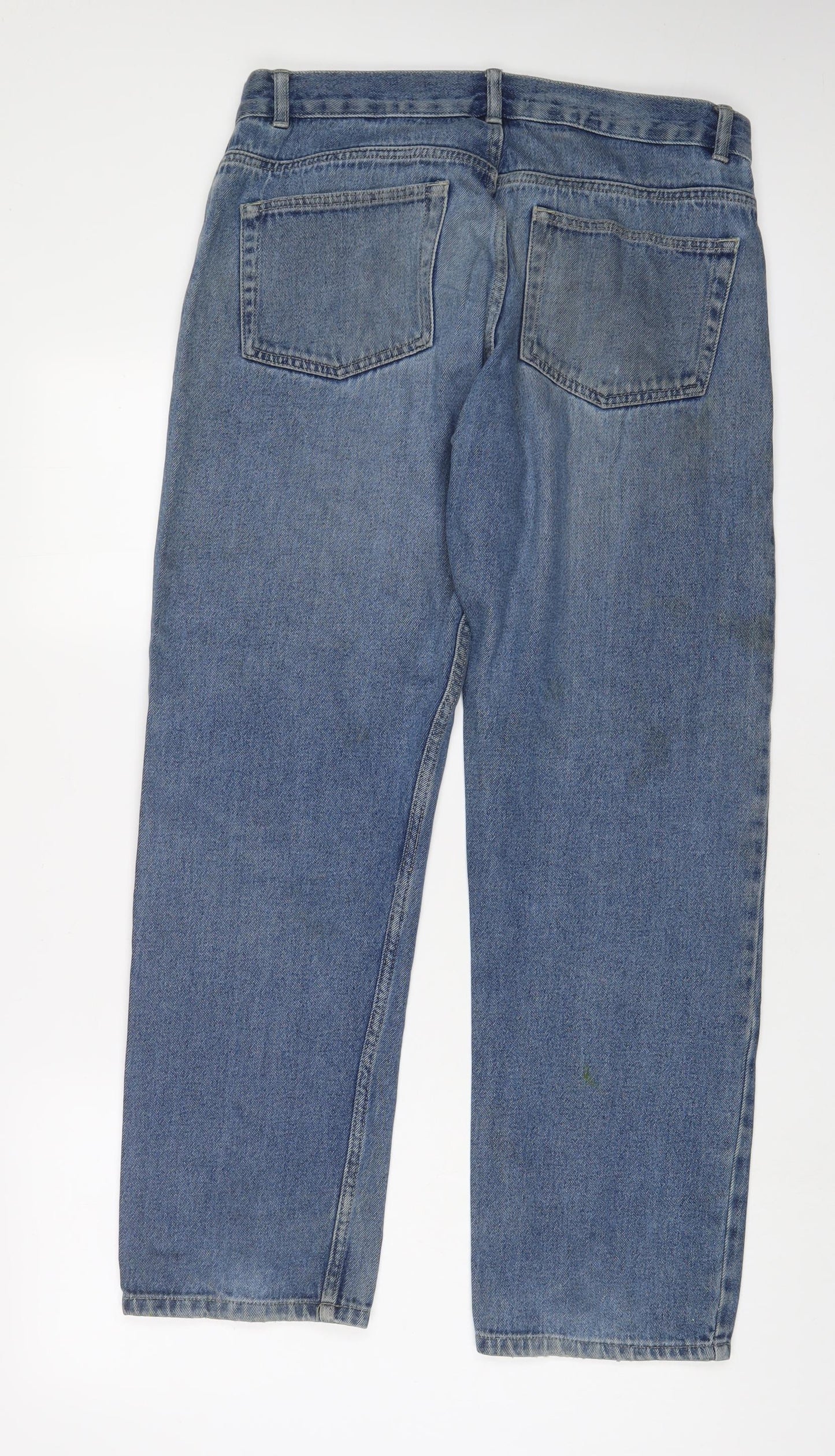 F&F Mens Blue Cotton Straight Jeans Size 34 in L32 in Regular Zip