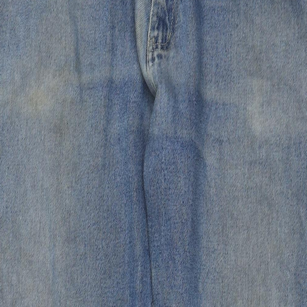 F&F Mens Blue Cotton Straight Jeans Size 34 in L32 in Regular Zip