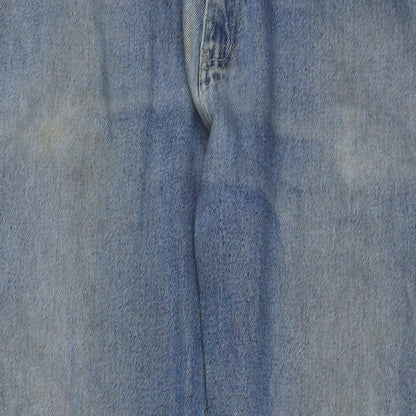 F&F Mens Blue Cotton Straight Jeans Size 34 in L32 in Regular Zip